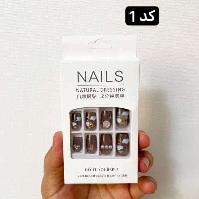 ناخن مصنوعی نوک پهن همراه با چسب دوطرفه