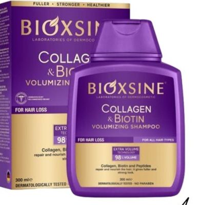 شامپو بیوکسین بنفش حاوی کلاژن و بیوتین ضد ریزش و حجم دهنده
